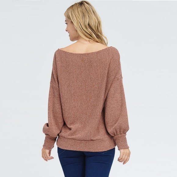 Brick Boat Neck Knit Sweater - Picture 3 of 8